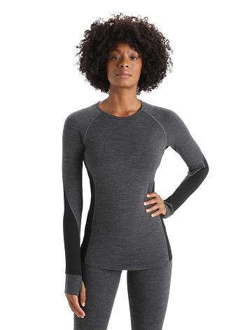 Jet Heather / Black Women's Icebreaker BodyfitZone™ Merino 260 Zone Long Sleeve Crewe Thermal Top Base Layers | USA 1906TCEV